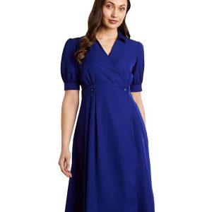 Symbol Premium Women's Fit & Flare Wrap Dress | Midi Length | Stylish One Piece | Western Latest Design | Desk-to-Dinner (Available in Plus Size)